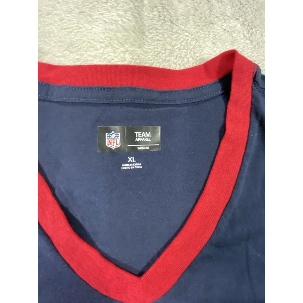 NWT NFL Team Apparel Shirt Womens XL Houston Texans Studs Big Logo Bull V Neck - Picture 3 of 9